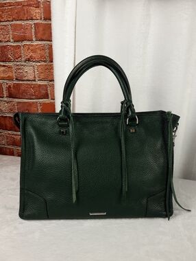 Rebecca Minkoff Dark Green Pebbled Leather Satchel Bag
